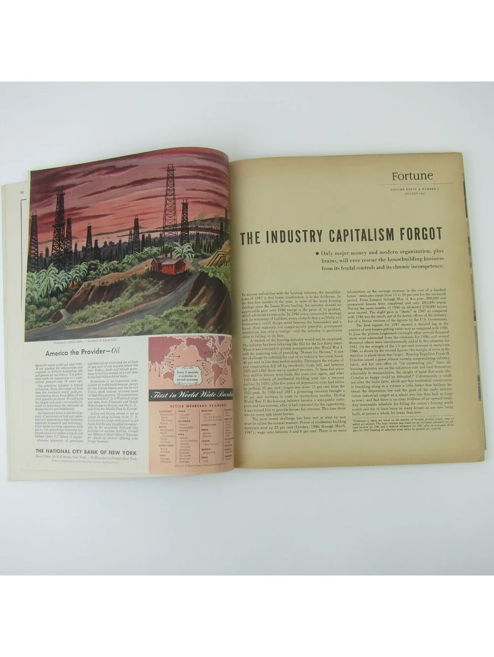 Vintage FORTUNE Magazine August 1947 Housing Italy General Aniline Charlie Taft